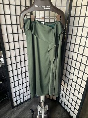 Jonathan Simkhai Olive Green Midi Ruffle Wrap Skirt